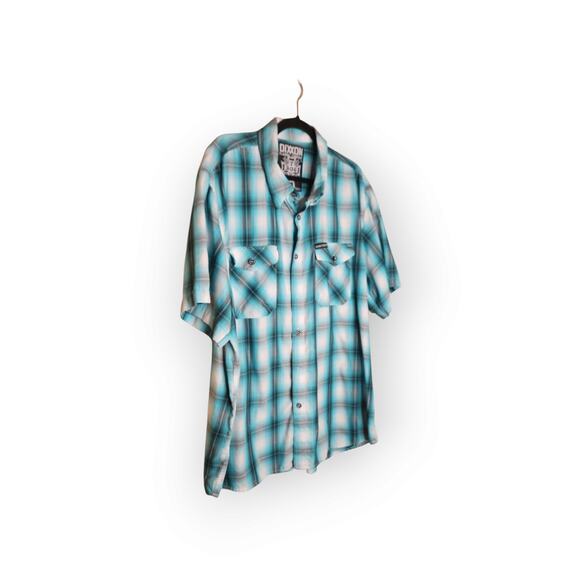 Dixxon Men’s Dog Town Blue Plaid Short Sleeve Flannel Shirt 3X Shop Style Casual - Picture 3 of 9